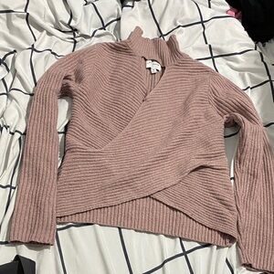 Pink Rose Women's V-Neck Wrap Sweater - Soft Pink